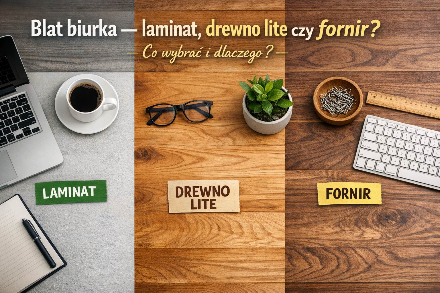 blat biurka laminat lite drewno fornir - co wybrać